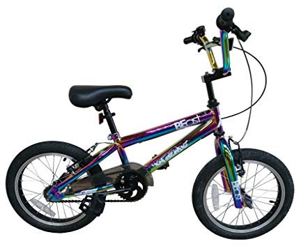 XN Beast Neo-Chrome 16 Kids Freestyle BMX Bike, Single Speed - Jet Fuel Oil Slick Finish