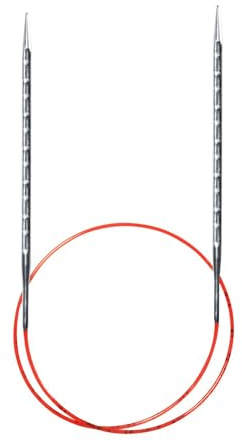 Addi 63508 AddiNovel Rundstricknadeln, quadratisch, 80 cm x 2,75 mm, Metall, rot, 2.75mm (UK 12 / US 2)