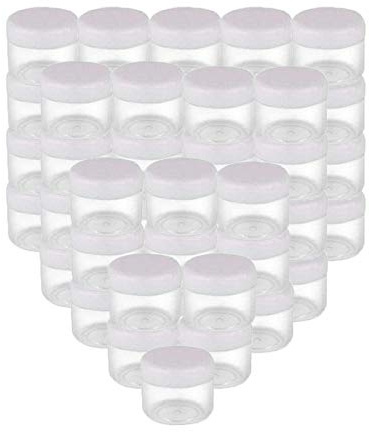 50 Petites Bouteilles vides en Plastique de 20 g avec Couvercle à vis Blanc pour Maquillage, Maquillage, Voyage, Organisateur, Distributeur pour crème, Lotion, Ongles