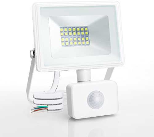 Aigostar 20W Foco LED con Sensor Movimiento PIR,2050LM Super Brillo Focos LED Exterior, IP65 Impermeable,Blanco Frío 6500K Luz de Seguridad para Jardín, Patio,Garaje, etc.