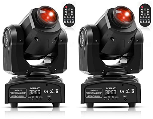 2 Pack 50W Moving Head Stage Light, UKing RGBW LED Disco Light, 4 Control Modes / 8 Colors / 8 Patterns, with Functional Remote Control (Black)