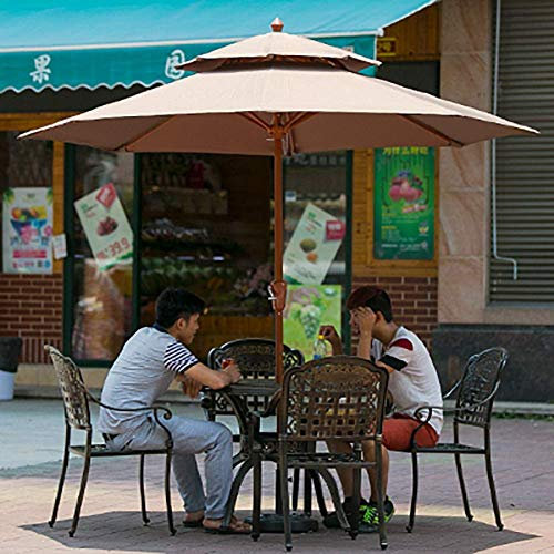 ZHTY Sonnenschirm 8,9 Fuß Sonnenschirm Pool/Pavillon Sonnenschirm mit Stabiler Zementbasis, doppelschichtiger verstärkter Regenschirmknochen, Winddicht (Farbe: Khaki)