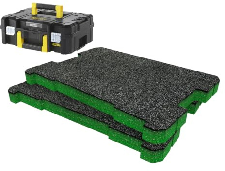 Shadow Foam TSTAK/ProStack skuminlägg [30 mm grön dubbelpack] lättskalade skuminlägg för DeWalt TSTAK & Stanley ProStack lådor