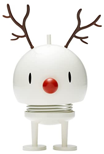 Hoptimist Figura de Reno Mediano Wiggle Decoración Navideña Blanco