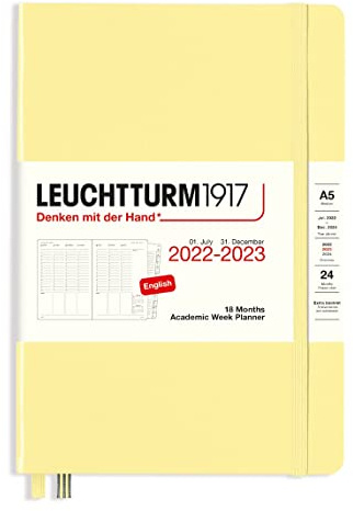 LEUCHTTURM1917 366028 Akademischer Wochenplaner Medium (A5) 2023, 18 Monate, Vanilla, Englisch