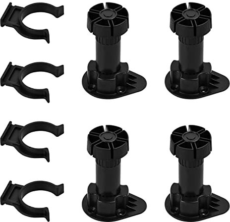 Yasmous 4Pcs Cabinet Foot Plastic, Plinth Feet Clips Cupboard Plinth Foot Leg Set, Kitchen Carcass Base Unit Clip Furniture Cupboard Leg, Kitchen Feet Adjustable for Bathroom Cabinet, 100 to 130 mm