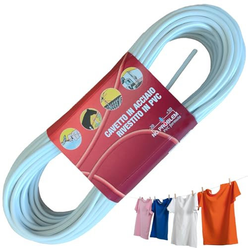 parpyon® Filo per stendere il bucato da esterno 10MT x d.4,5mm Resistente filo stendibiancheria per esterno Made in Italy Cavetto in Acciaio rivestito (Filo, 10MT)