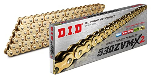 DID Cadena 530ZVM-X2 (Oro y Oro) - Longitud: 118 eslabones con unión remachada (ZJ)
