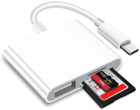 BnmxTek USB C SD Card Adapter, Type C Trail Camera Micro SD Card Reader, 3 in 1 USB C to USB Memory Card Adapter for New Pad Pro MacBook Pro and More UBC C Devices- C4-B3