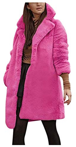 FGUUTYM Damen Winter Kunstpelz Mantel Jacken Damen Warmer Pullover Outwear Mantel Meliert Damen (Pink, L)