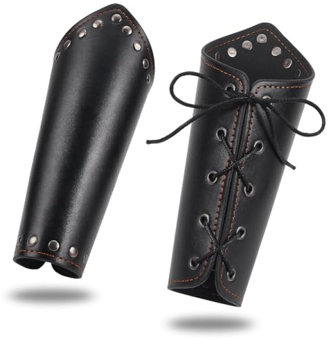 nbeads Leder Armschützer, Mittelalterliche Leder Schnalle Armschienen Handgelenk Band Schnalle Breite Armschiene Ritter Retro Renaissance Armschützer für Halloween Kostüm