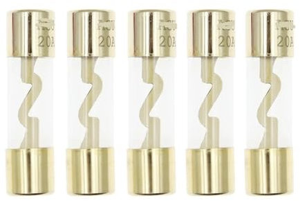 5er-Pack 10 * 38MM vergoldetes Glassicherungspaket Auto-Audio-Verstärker Verstärker 10A 15A 20A 25A 30A 40A 50A 60A 70A 80A 100A Autosicherung (Size : 80A)