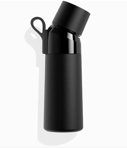 AU 480 - Borraccia con cialde, senza BPA, 0 calorie, Tristan, in acciaio, 480 ml, 3 cialde, colore: nero
