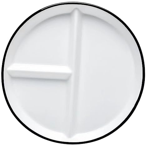 Ceramic Divided Dish White Plates with Dividers, Ceramic Tableware | Ceramic Serving Platter, Charger Plates, Home Tableware, Restaurant Plates, Smooth Shiny Surface