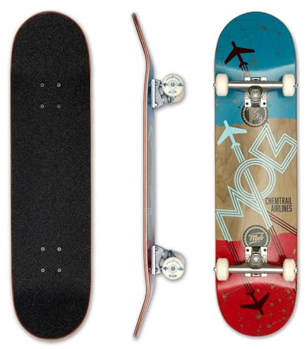MOB Skateboards Airlines 8.0 - Komplettboard 31 x 8 Zoll - Holzboard aus 7 Schichten Ahornholz - fertig montiert - Skateboard für Jugendliche, Erwachsene, Anfänger und Profis