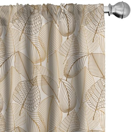 ABAKUHAUS Erdfarben Vorhänge 2er-Pack, Herbstlaub-Ernte-Saison verblaßte Laubbaum-Fall-Muster, Vorhang für Wohnzimmer Schlafzimmer, 4 Stück 75 cm x 175 cm,Braun Hellbraun Beige