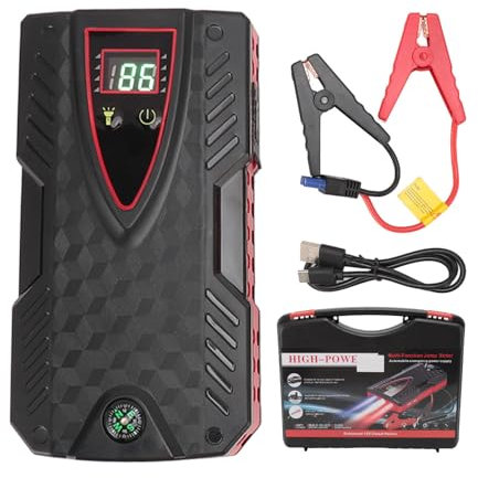 Autobatterie-Starthilfe, 1000A-Sprungbox Tragbarer Auto-Starthilfe, 12V-Autobatterie-Jumper mit LED-Licht, Batterie-Starter-Power-Pack für 7-Liter-Benzin 5,5-Liter-Dieselmotor