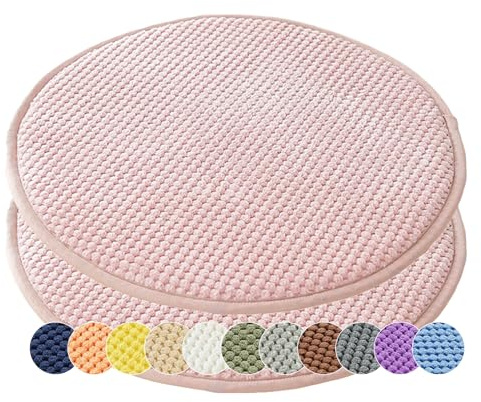 1/2er Set Rund Sitzkissen Kordsamt Rund Stuhlkissen Polster Auflage Kissen, Stuhlauflage rutschfest Sitzpolster für Haus & Garten Büro (Rosa,30x30cm (2er-Pack))