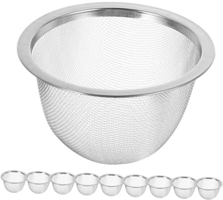 GRADENEVE 10stücke Edelstahl Teefilter Für Teekanne Feine Tee-eier Mit Deckel Ersatz-teesieb Für Zuhause Haushaltsbedarf Teezubehör Robuster Und Langlebiger Teefilter