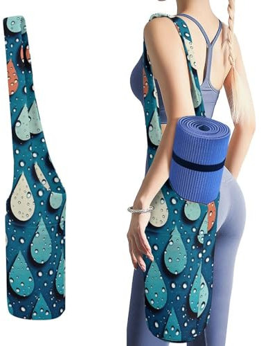 YJWANDL Yogamatten-Organizer, Wassertropfen-Druck, Yogamatte, Tasche, Turnmatte, Tasche, Leinen-Aufbewahrungstasche, strapazierfähige Yoga-Tragetasche