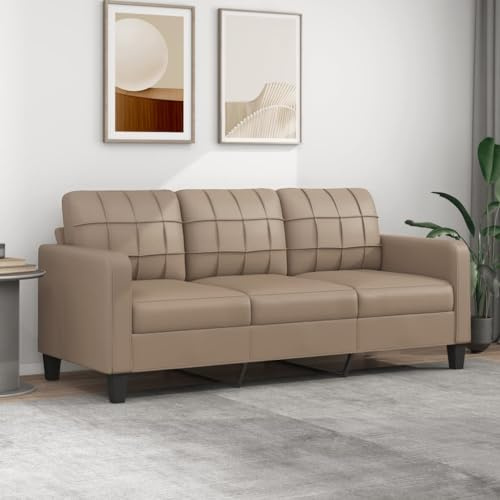 Willood 3-Sitzer-Sofa Couch für Wohnzimmer, Polstersofa mit Metallgestell, Loungesofa Zweisitzer Wohnzimmersofa Wohnzimmermöbel Cappuccino-Braun 180 cm Kunstleder