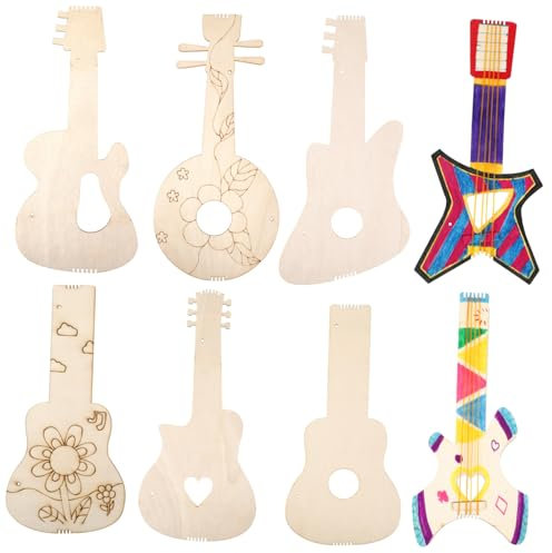 Vaguelly 8stücke Holzausschnitt in Gitarrenform Unbemaltes Holzhandwerk Zum Basteln Rohling Aus Holz Für Diy-projekte Holzformen Zum Malen Und Dekorieren Unfertige Holzausschnitte Für Baste