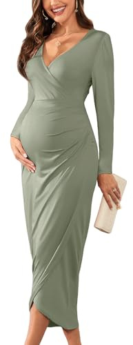 AISWI One Shouler Umstandskleid Meerjungfrau Kleid mit fließenden Rüschen Quaste Bodycon Umstandskleid Baby Baby Shower Ohne Gürtel