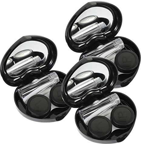 COLLBATH 3sets Contacts Holder Box Small Travel Eye Case Mirror Leakproof Storage for Halloween Contacts