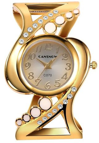 CANSNOW Damen Spangenuhr - modische Gold- und Silberarmbanduhr