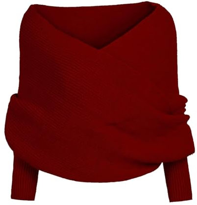 Weihnachtspullover Schal Mit Ärmeln Strick Elegante Ärmelschal Winter Warm Gestrickt Schals Umhang Einfarbig Wrap Schal Shawl Cape Strickschals Elastizität Mode Pulloverschal Freizeit Sweater Scarf