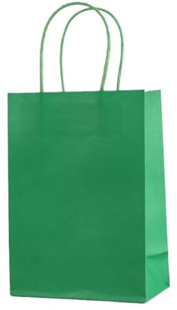 Papiertüten Mit Griffen 10 STÜCKE Farbige Kraftpapiertüten Handpapiertüten Rechteckige Geschenktüten Süßigkeiten Bunte Einkaufstüten Party Geburtstagslieferungen Papiertragetaschen(10PCS-Grass green)