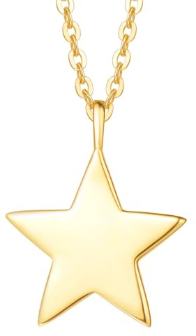 Solide 14 Karat 585 Gelb Gold Sonne Stern Mond Anhänger Kette klein Basic Minimalist Halskette mit Natürlich Diamant 0,015 ct Echt Schmuck für Damen Mädchen - Verstellbar Kettenlänge: 40 + 5 cm