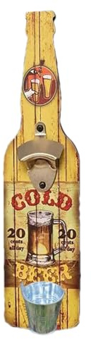 Apribottiglie da parete con raccoglitore, apriscatole da appendere alla parete, apribottiglie con cappucci, apribottiglie vintage da parete, adatto per uomini e amanti della birra