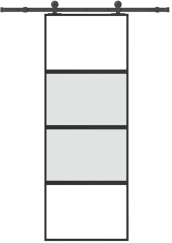 vidaXL Puerta corredera set herrajes vidrio templado aluminio 76x205cm