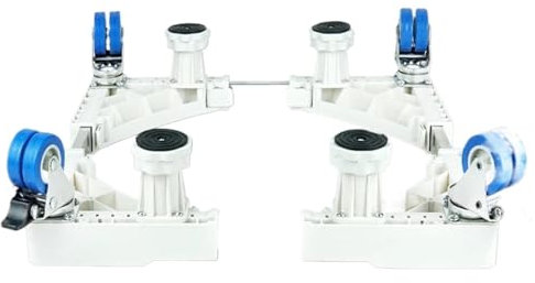 Washing Machine Base Movable Refrigerator Floor Trolley Fridge Stand Washing Machine Holder 4 Strong Feet Mobile with Brake Double Wheel 500kg For Washing Machine(White)