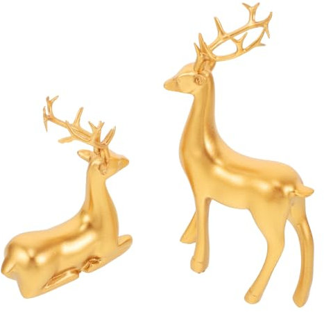 Alipis 2stücke Weihnachts- -Figuren Mini-elk-skulpturen Für Weihnachtsdekoration Im Kreative Deko Für Schreibtisch Und Tischplatten