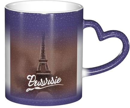 WCXTHGFA Tasse à café parisienne avec imprimé Tour Eiffel en céramique à changement de couleur