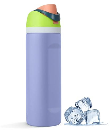 ZAKVOP Botella Termica con Pajita, 710ml Botella Agua Acero Inoxidable con Tapa 2 en 1, Termo sin BPA, Water Bottle Cantimplora para Bebidas Frías y Calientes (Violeta)