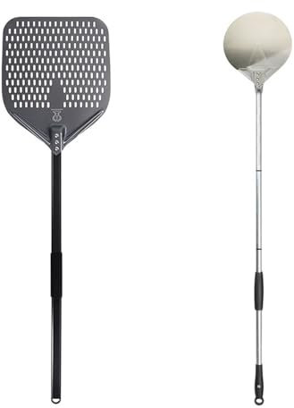 DUANSIYU Pizza ​Paddle 47 Inch Removable Turning Peel Round Pizza Turning Shovel Stainless Steel Turning Pizza Peel Paddle Long Pizza Tool Pizza Peel(13 inch 9 inch)