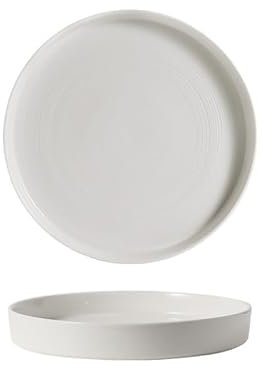 ADERFETBI Assiettes Service de Table Assiette à dîner blanche, assiette de service, assiette à dîner en céramique, assiette à Steak occidentale Assiette(12in)