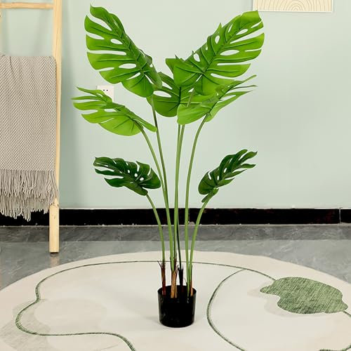 Planta Artificial Grande Monstera Tropical, Decoración Arbol Palmera Falsa, Planta Monstera Alta Plástica, Para Decoración Interior Y Exterior - Ideal Para Hogar, Oficina, Jardín Y Bodas(120cm)