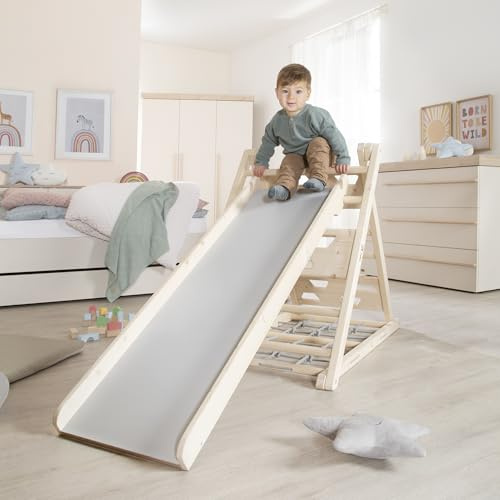 roba Tablero Deslizante de Madera – Accesorio para Triángulo de Escalada y Torre de Juegos – Uso Doble como Tobogán y Elemento de Escalada – Se Cuelga en el Marco – A Partir de 24 Meses