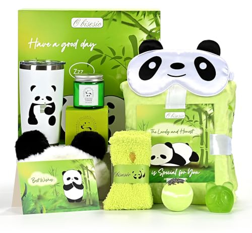 Panda-Geschenksets,Geburtstagsgeschenke,GeschenkköRbe,Decken,Kerzen,Tassen
