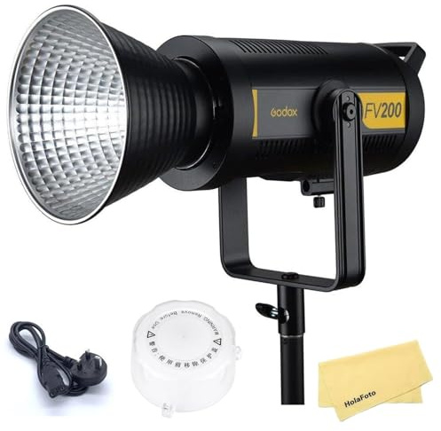 GODOX FV200 Luce Video Flash LED per Canon Sony Nikon Fuji Olympus Panasonic, CRI 96 TLCI 97, 5600K±200K CCT, Lampada Flash LED Bowens Mount da 200 W Wireless 2.4G, 8 Effetti Luce FX