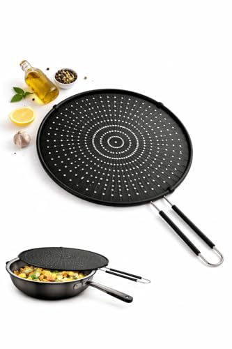 Brown Feather Silicone Splatter Guard - Heat Resistant Oil Splash Guard, Cooking Frying Pan Splash Screen Lid, Anti Fryo Screen Cover, Dishwasher Safe Non-Scratch & BPA Free Kitchen Utensils Tool