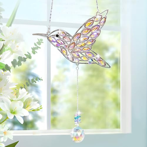 Acchiappasole a Forma di Colibrì,Uccelli Acchiappa Sole da Appendere,Colorato Acchiappasole Colibrì,Pendenti Suncatcher Decorazione,Ornamento da Appendere Alla Finestra,per Casa Giardino Portico