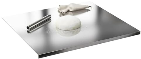 Tabla de Cortar de Acero Inoxidable para Cocina - Bandeja Antideslizante Alimentario,Superficie antiarañazos para carnes | para cocina casera, campismo, senderismo, carnes, verduras, queso,