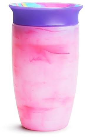 Munchkin Sippy Cups for Toddlers 1-3, Spill Proof Miracle 360 Cup, 10 Ounce, Tie Dye, Pink