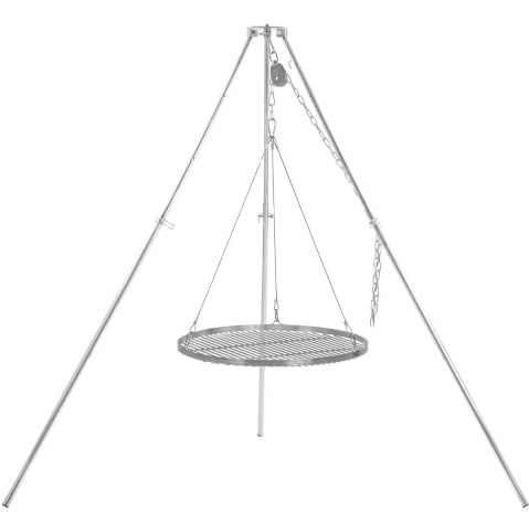 BBQ-Toro Treben, vridbar grill med Ø 60 cm grillgaller | rostfritt stål | justerbar höjd 119–184 cm | treben för eldskål, vridbar grill utan eldskål, trädgårdsgrill | svängbar grill
