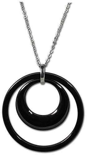 Amello Damen-Halskette Edelstahl Doppel schwarz ESKX05S